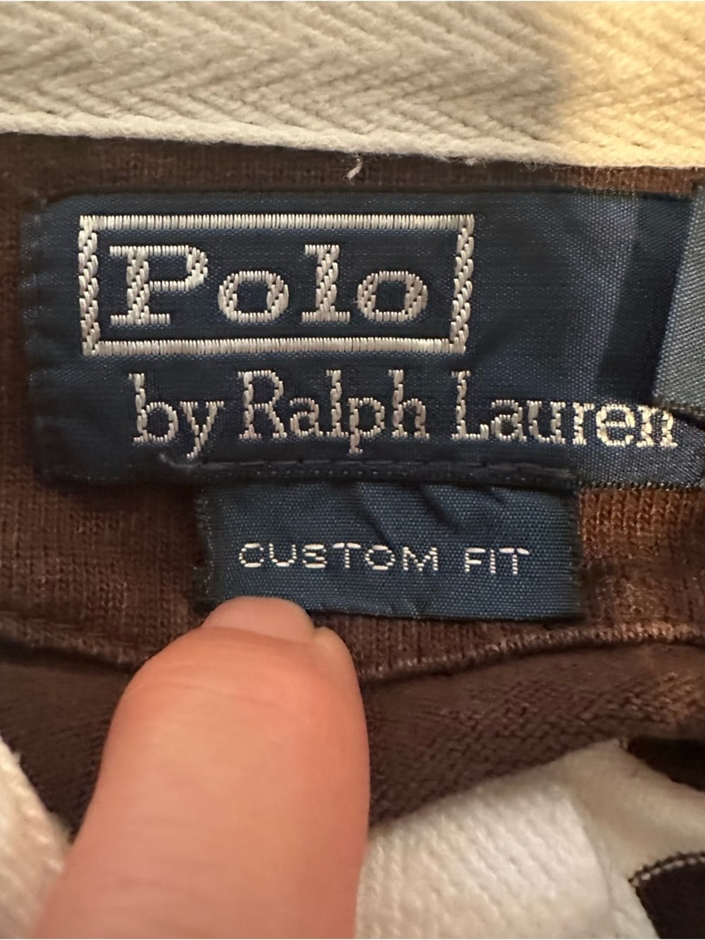 Polo by Ralph Lauren Brown and Cream Striped Rugby Polo custom fit medium - Picture 4 of 11